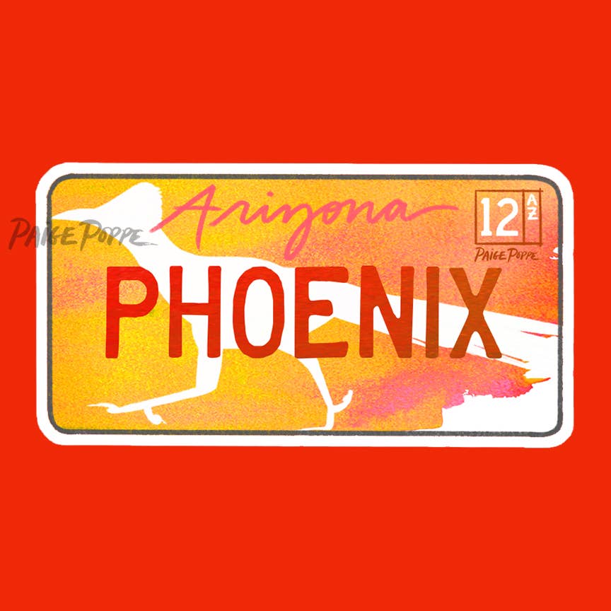 "Phoenix License Plate" Diecut Sticker