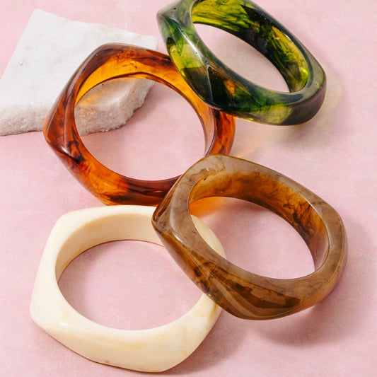 Large Marble Resin Bangle Bracelet