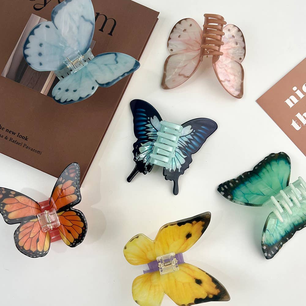 Vibrant Butterfly Print Hair Claw Clip