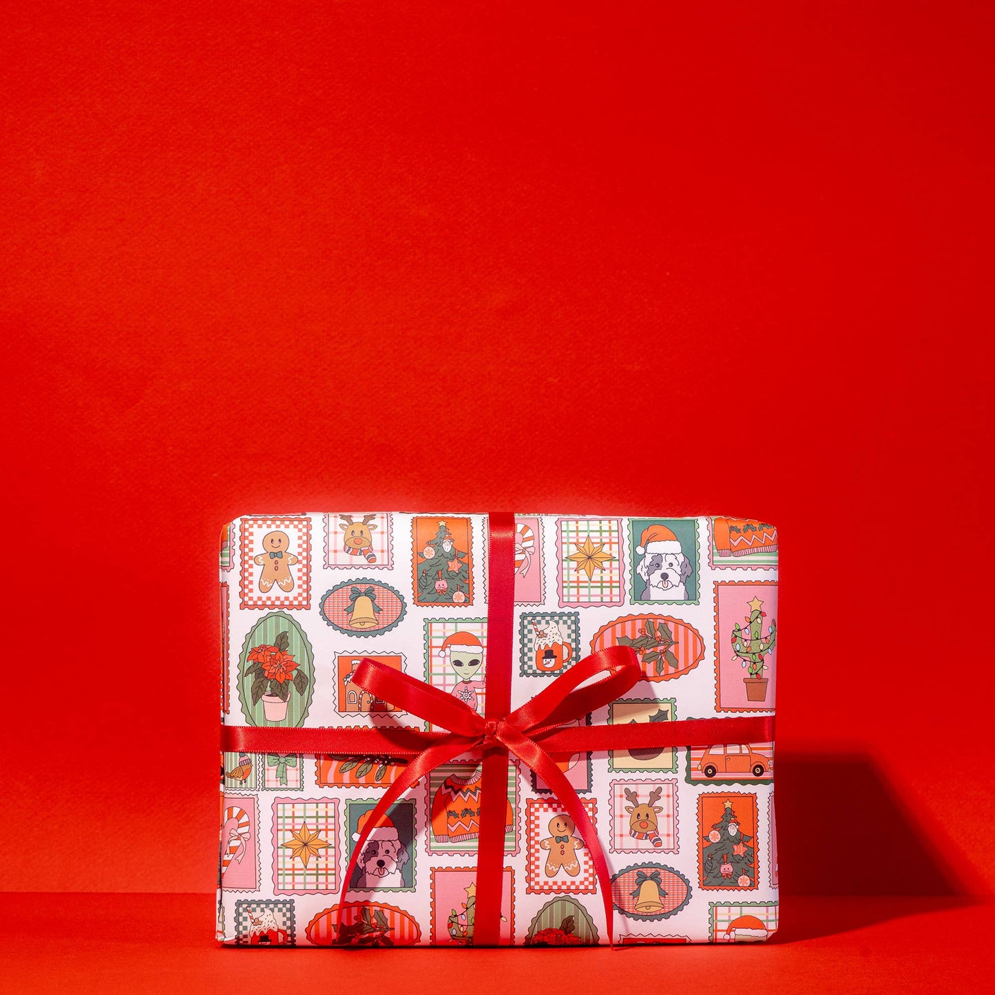 Holiday Stamp Print Gift Wrap Roll