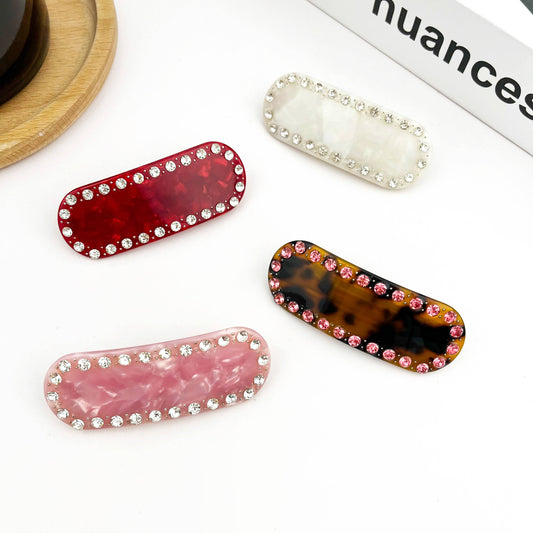 Rhinestone Oval Barrette Hair Clip