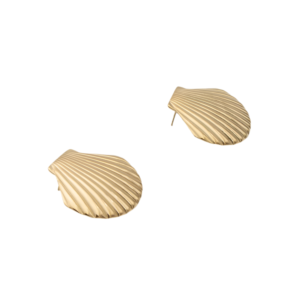 Gold Clamshell Earrings