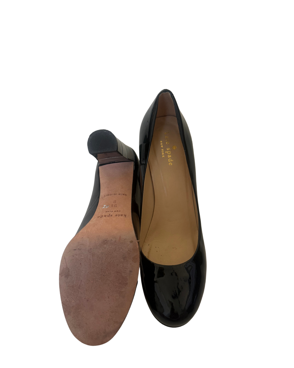 Kate Spade Black Patent Leather Block-Heel Pumps – Size 8
