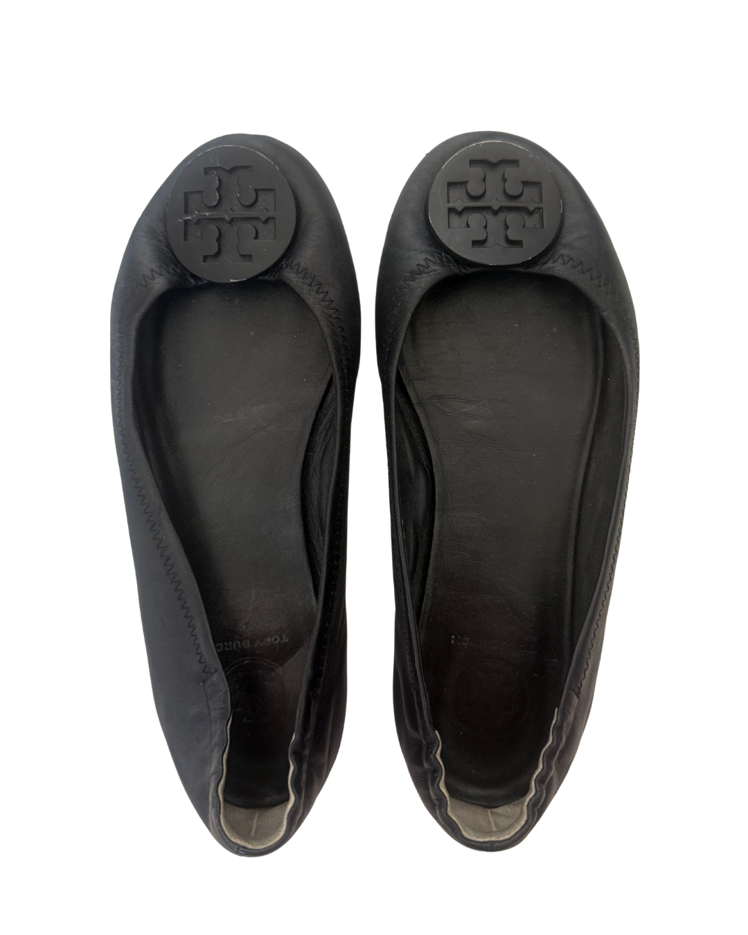 Tory Burch Black Leather Reva Ballet Flats Size 7