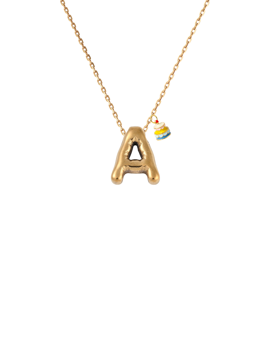 Gold Bubble Letter Charm Necklace | Personalized Initial Jewelry