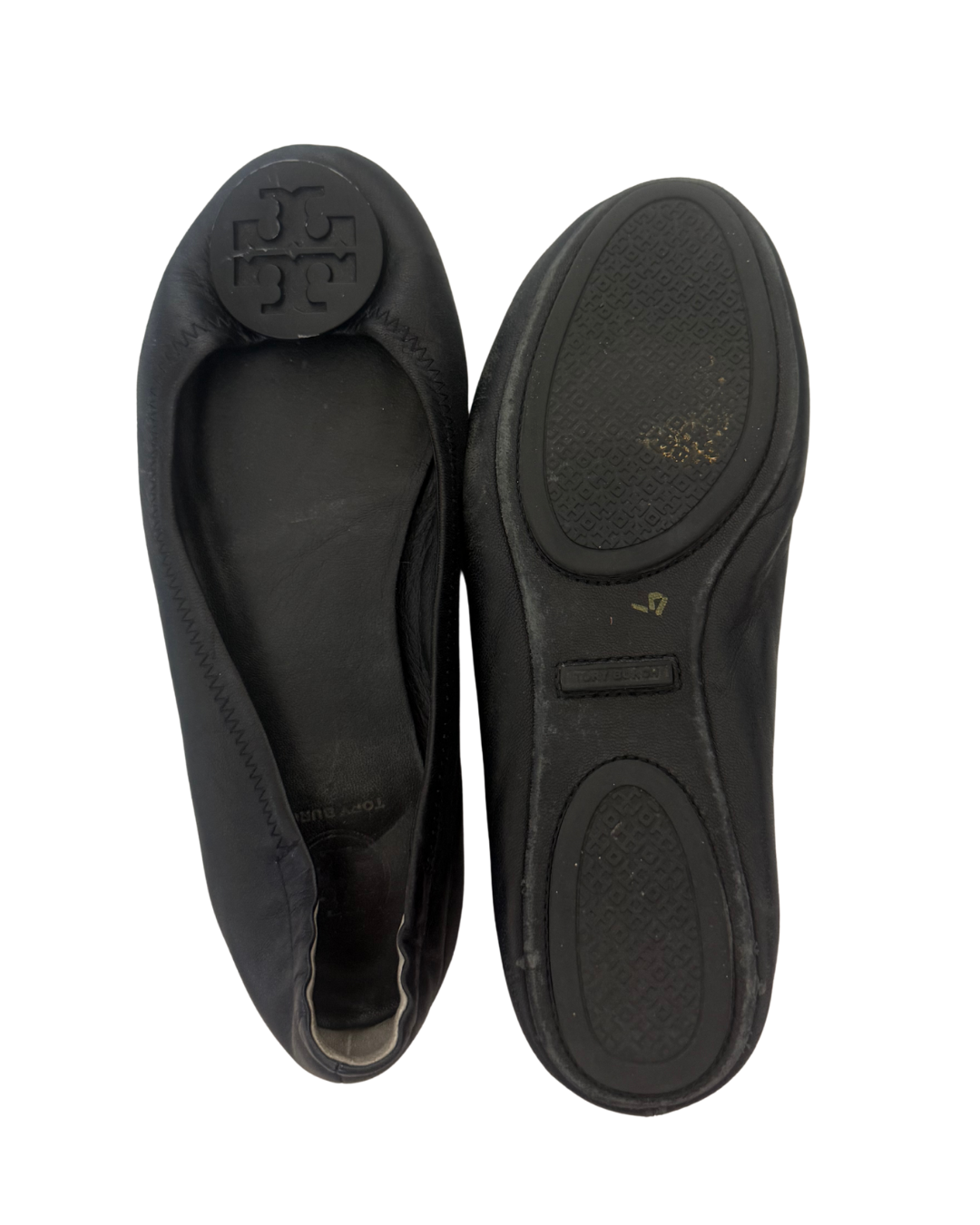 Tory Burch Black Leather Reva Ballet Flats Size 7