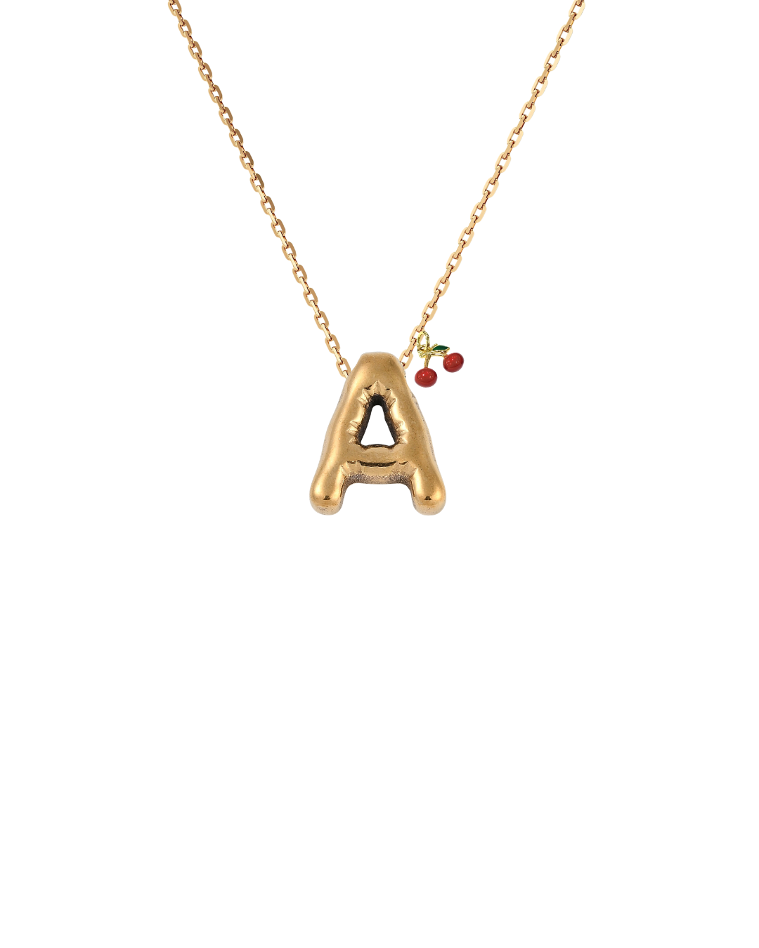 Gold Bubble Letter Charm Necklace | Personalized Initial Jewelry