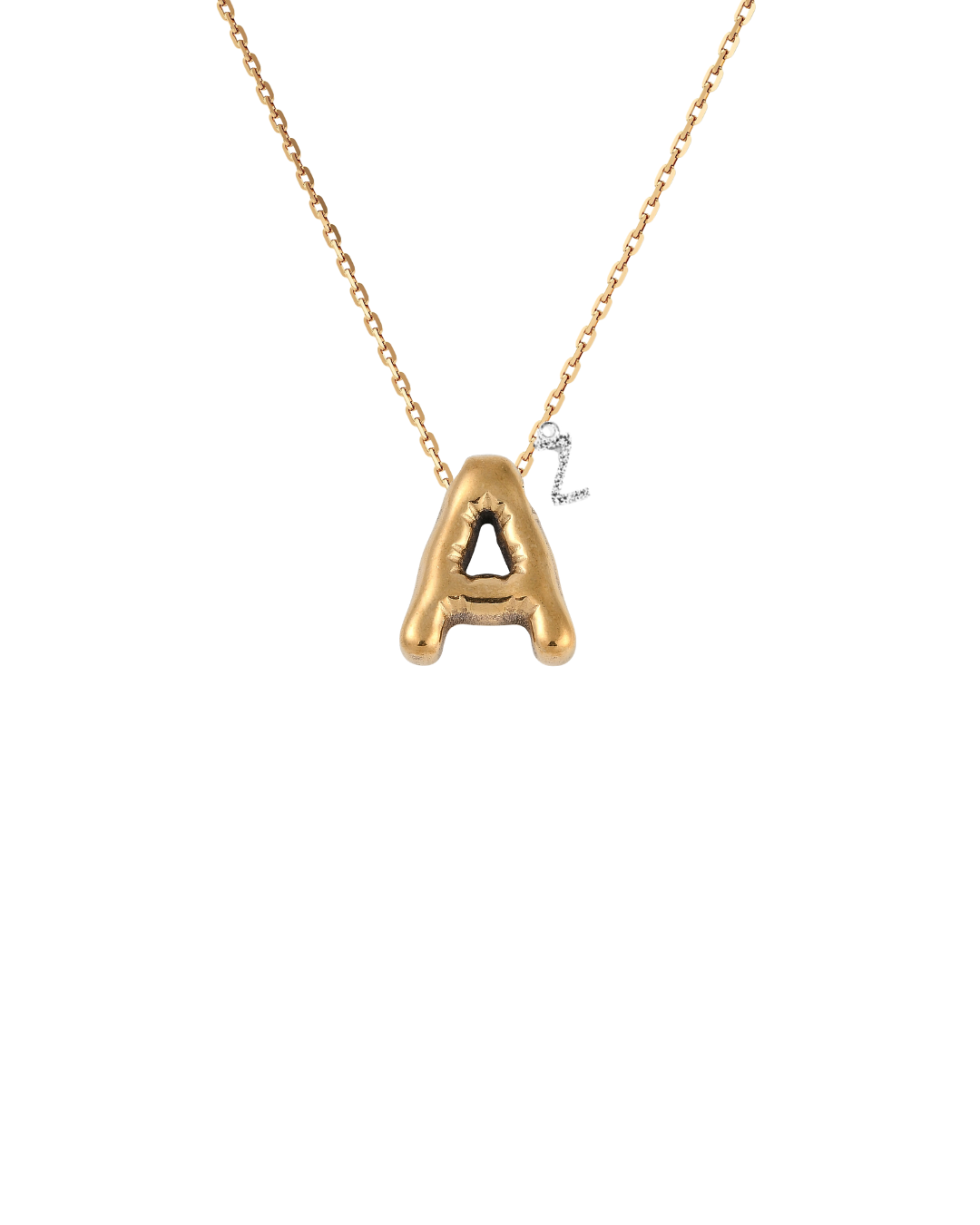 Gold Bubble Letter Charm Necklace | Personalized Initial Jewelry