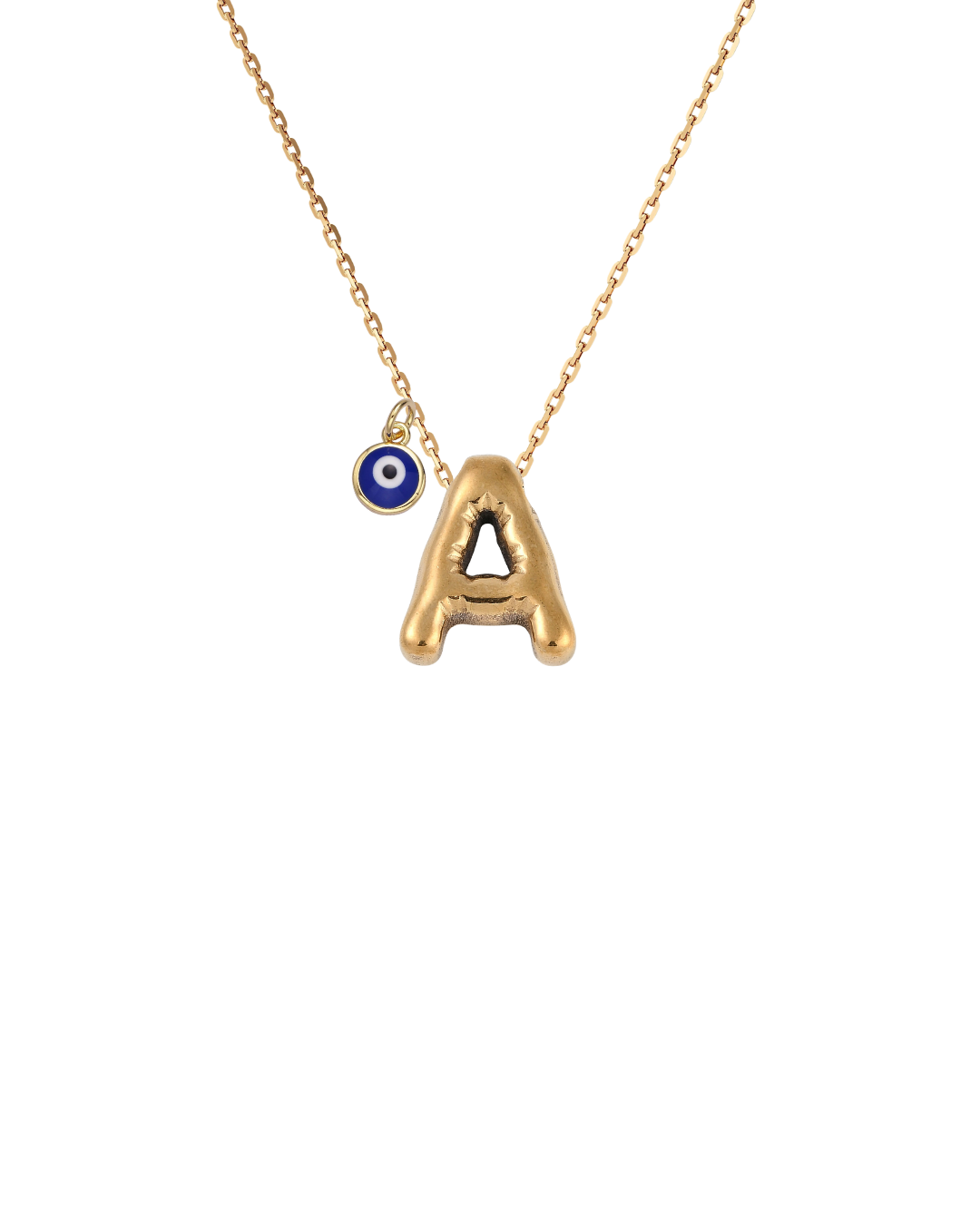 Gold Bubble Letter Charm Necklace | Personalized Initial Jewelry