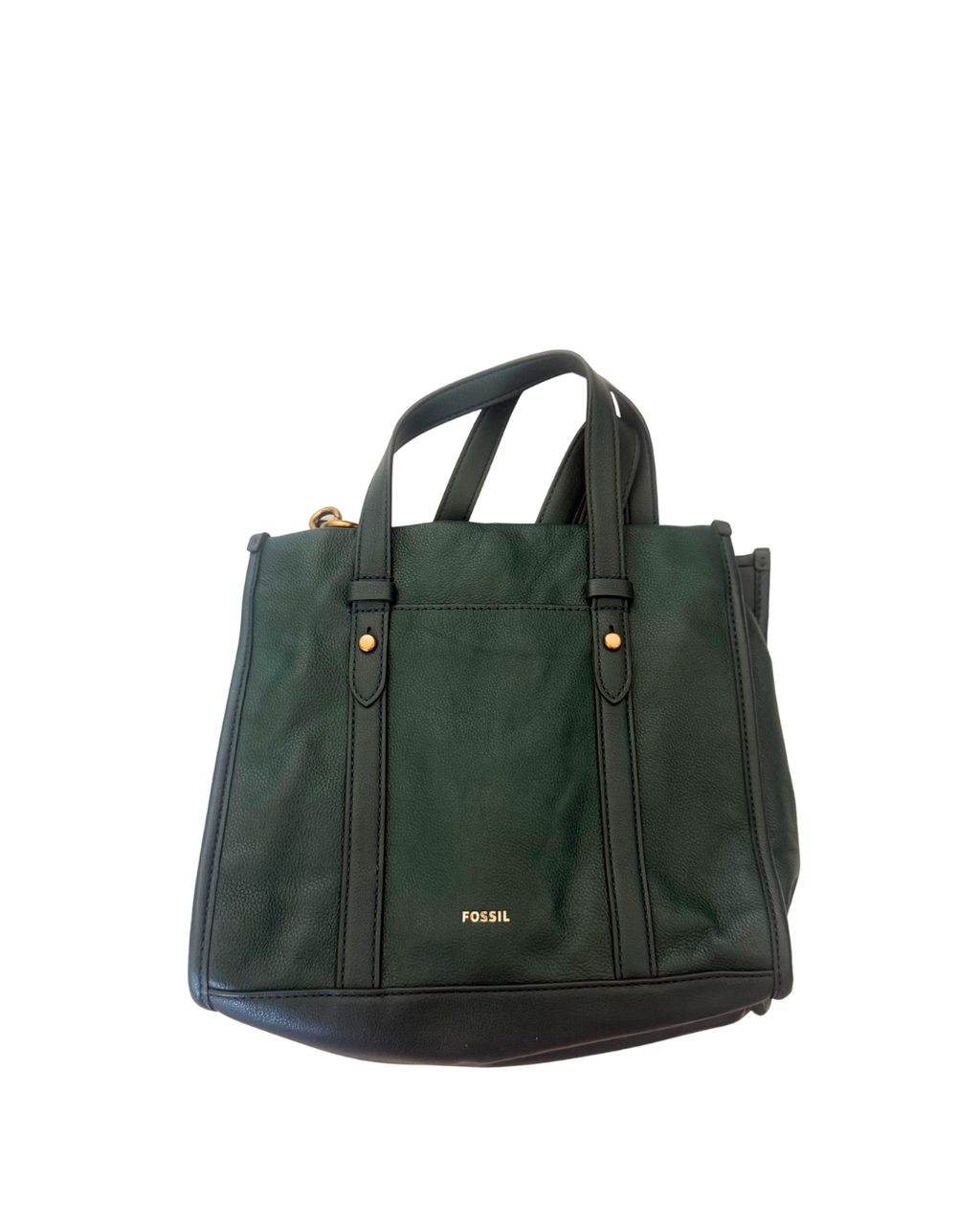 Fossil Dark Green Leather & Suede Convertible Tote Crossbody Bag