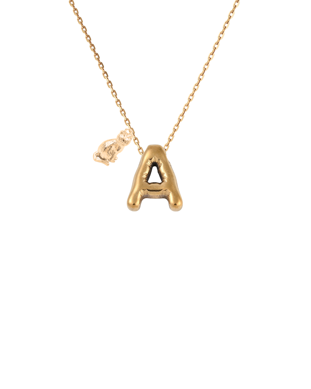 Gold Bubble Letter Charm Necklace | Personalized Initial Jewelry