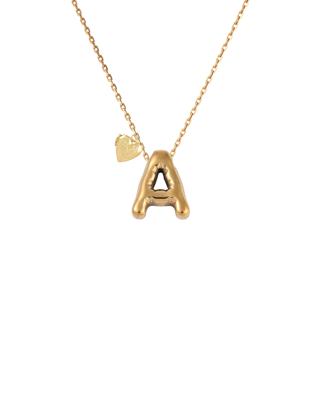 Gold Bubble Letter Charm Necklace | Personalized Initial Jewelry