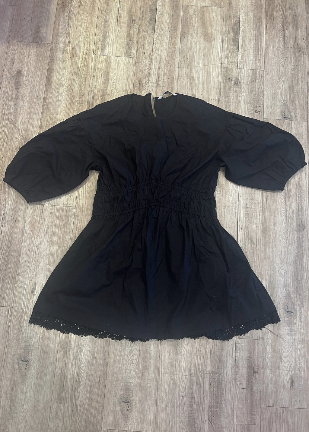 Zara Black Poof-sleeve Mini Dress