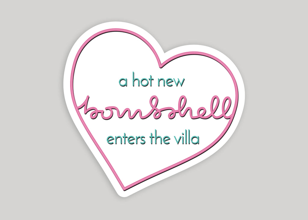 Love Island "Hot New Bombshell" Heart Sticker