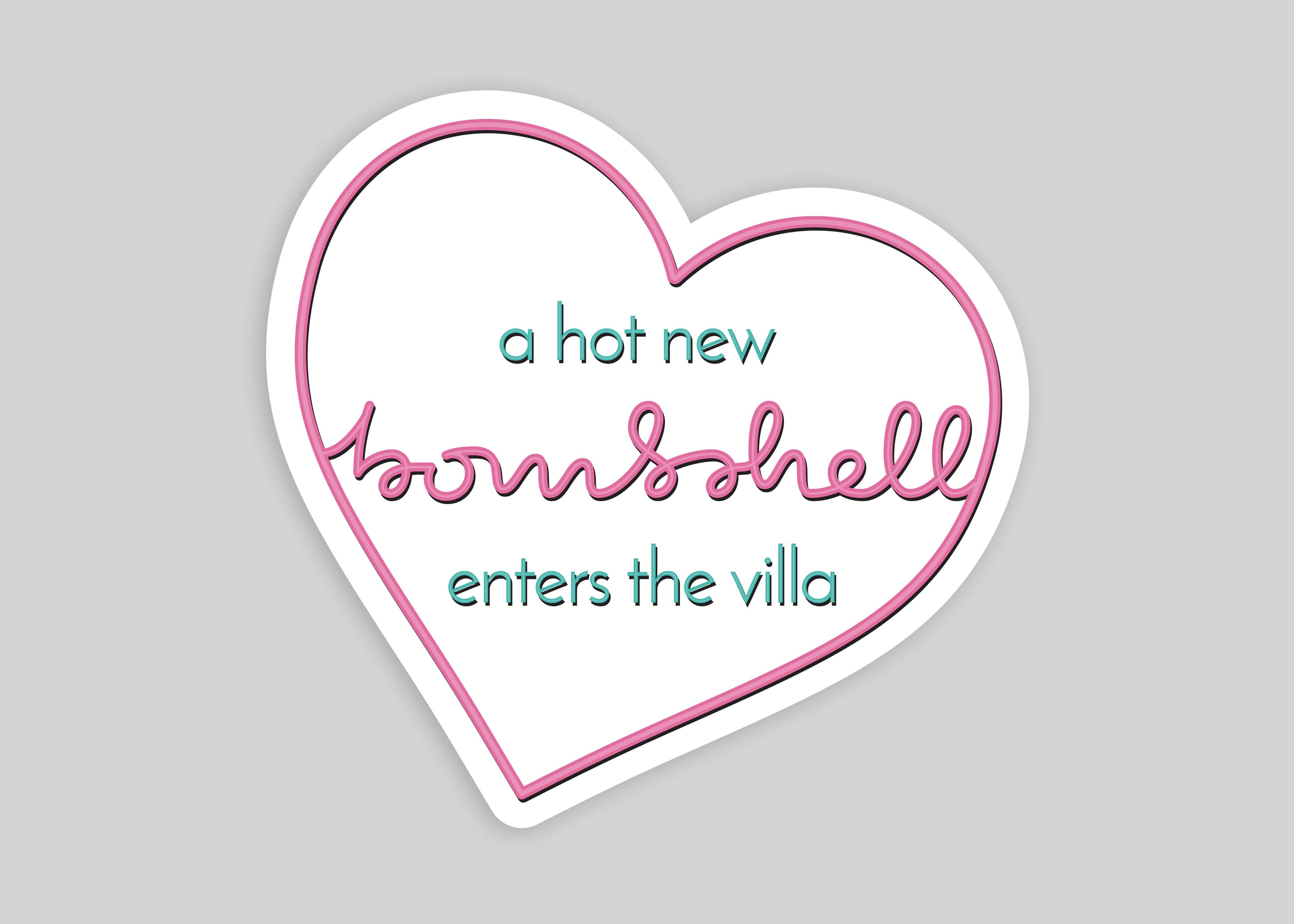 Love Island "Hot New Bombshell" Heart Sticker