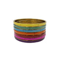 Assorted Color Bone and Brass Bangle Set