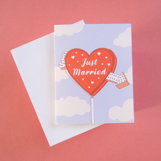 Just Married Neon Greeting Card