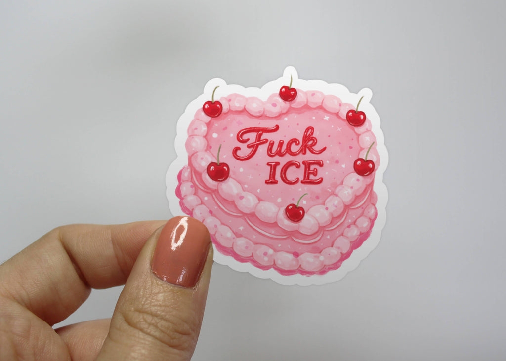 "F*ck ICE" Pink and Red Cake Sticker