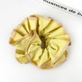 Handmade Retro Double-Layered Two-Tone Plaid Hair Scrunchie Tie
