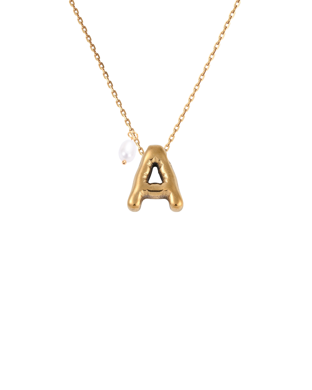 Gold Bubble Letter Charm Necklace | Personalized Initial Jewelry