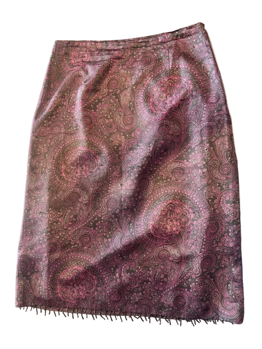 Y2K Ann Taylor LOFT Paisley Beaded Fringe Midi Skirt