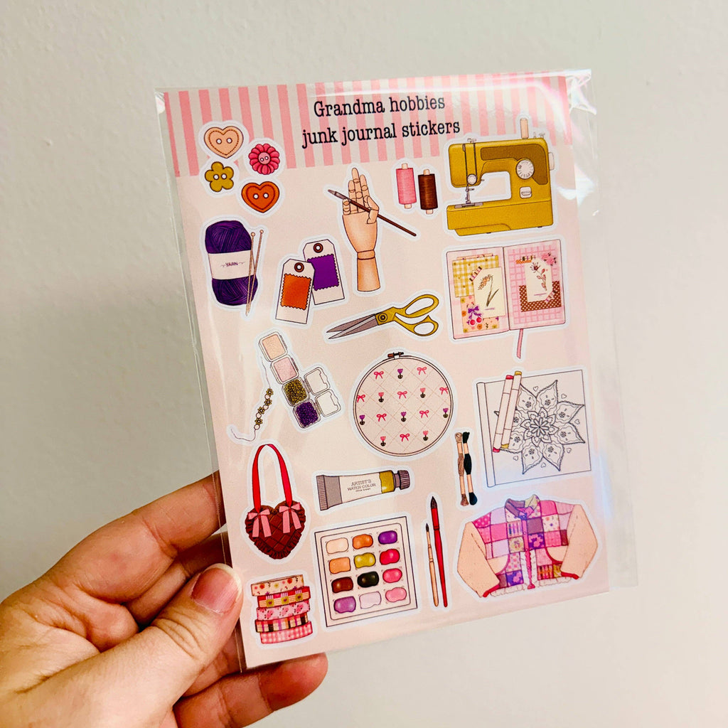 Grandma Hobbies Junk Journal Sticker Sheet