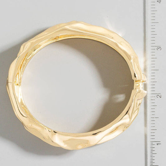 Crumple-Textured Hinge Bangle Bracelet