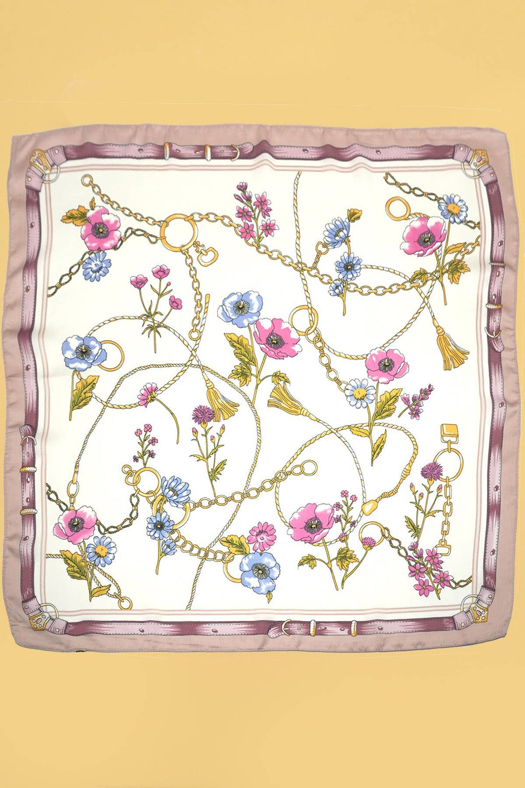 Vintage-Inspired Pink Floral Print Bandana Scarf