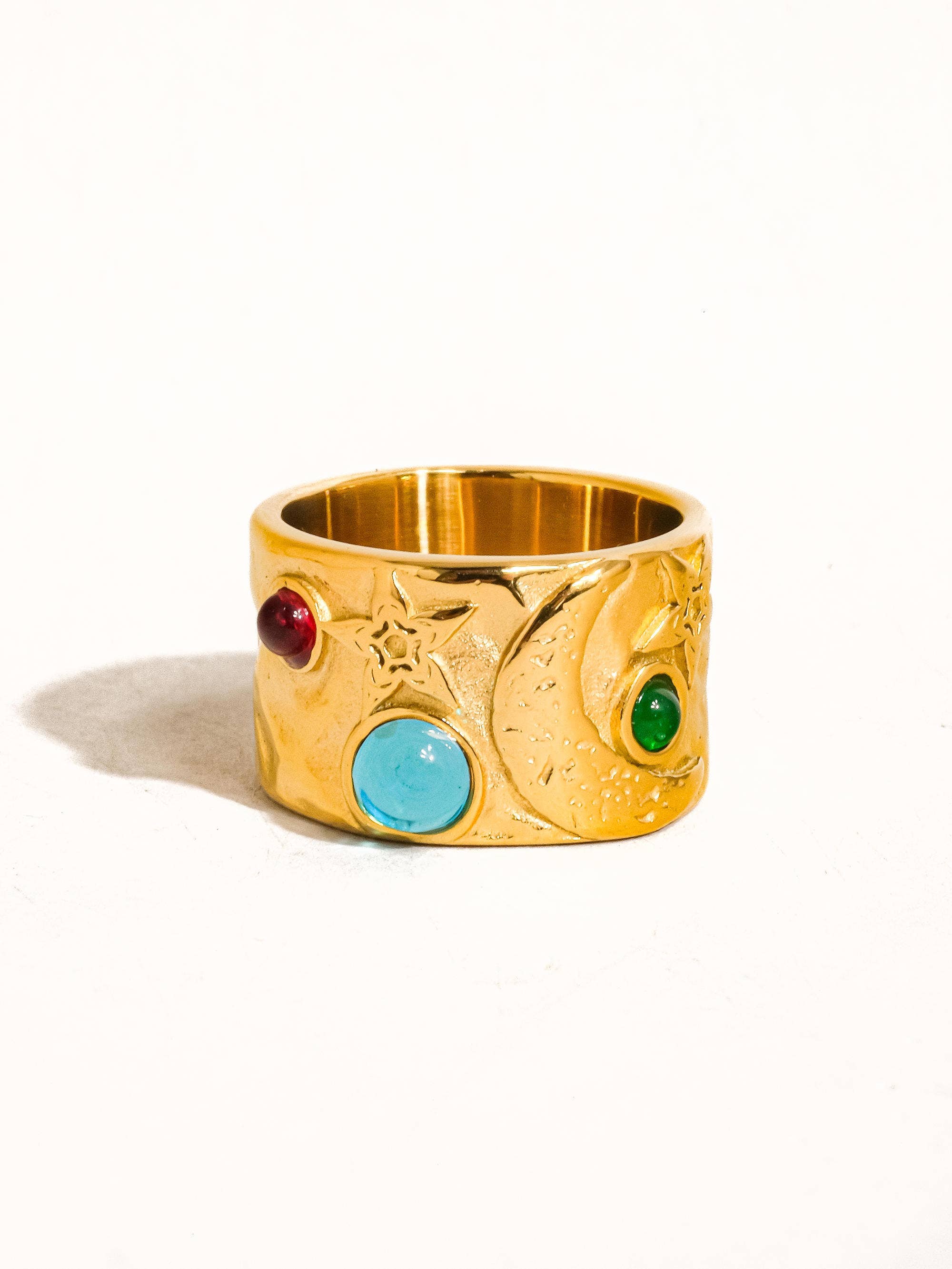Thierry 18K Gold Non-Tarnish Vintage Stone Ring