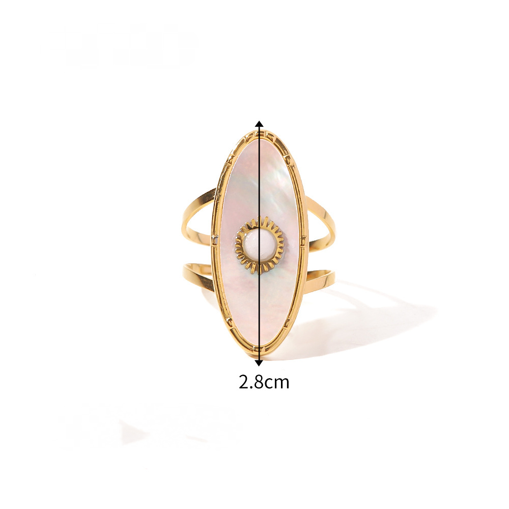18K Gold-plated Stainless Steel Inlaid Opal Stone Ring