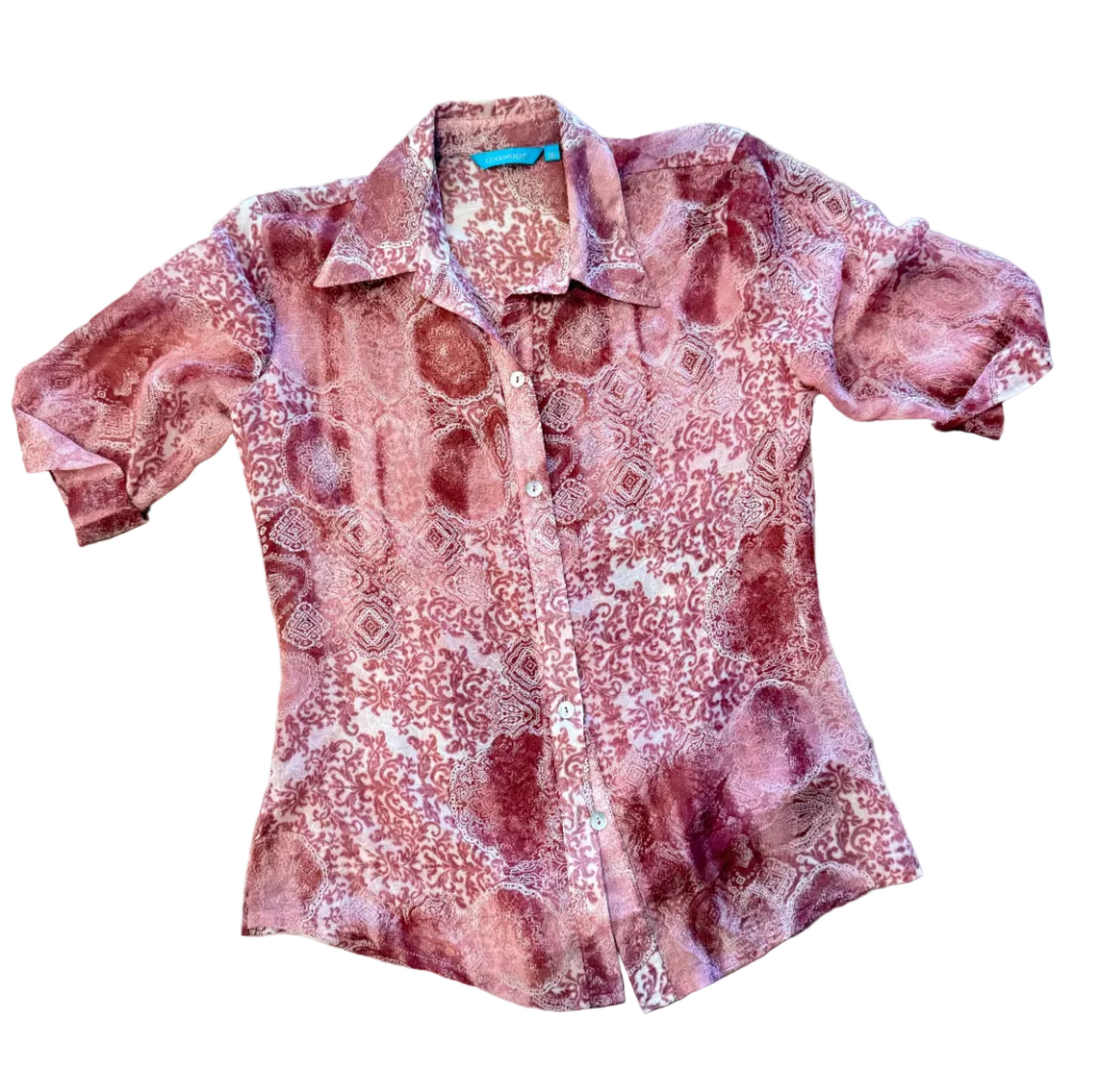 Sheer Mauve Paisley Button Up