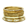 Divya Ivory & Gold Metal Resin Bangle Set