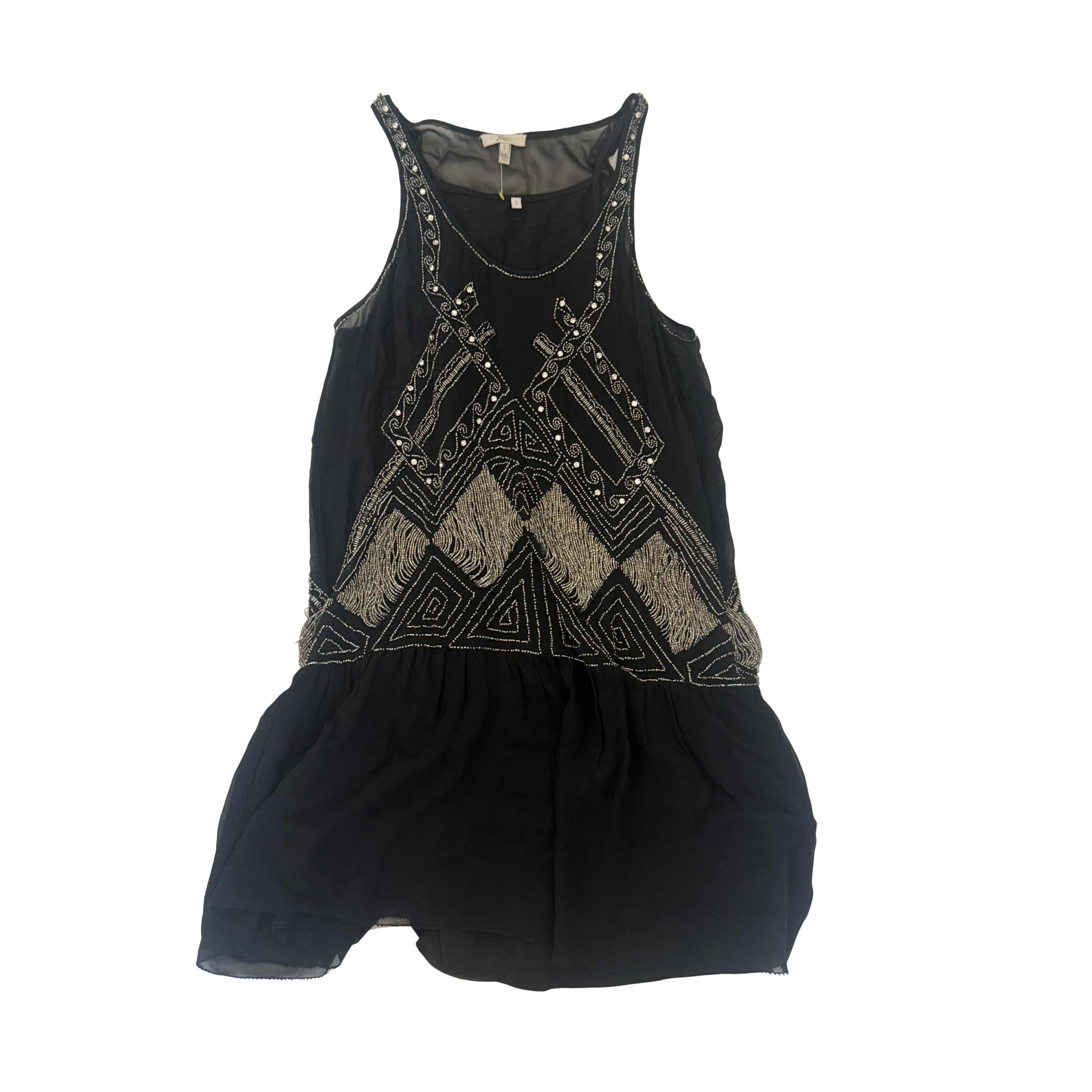 Joie Black and Silver Beaded Slip Dress with Removable Liner – Size XS/S