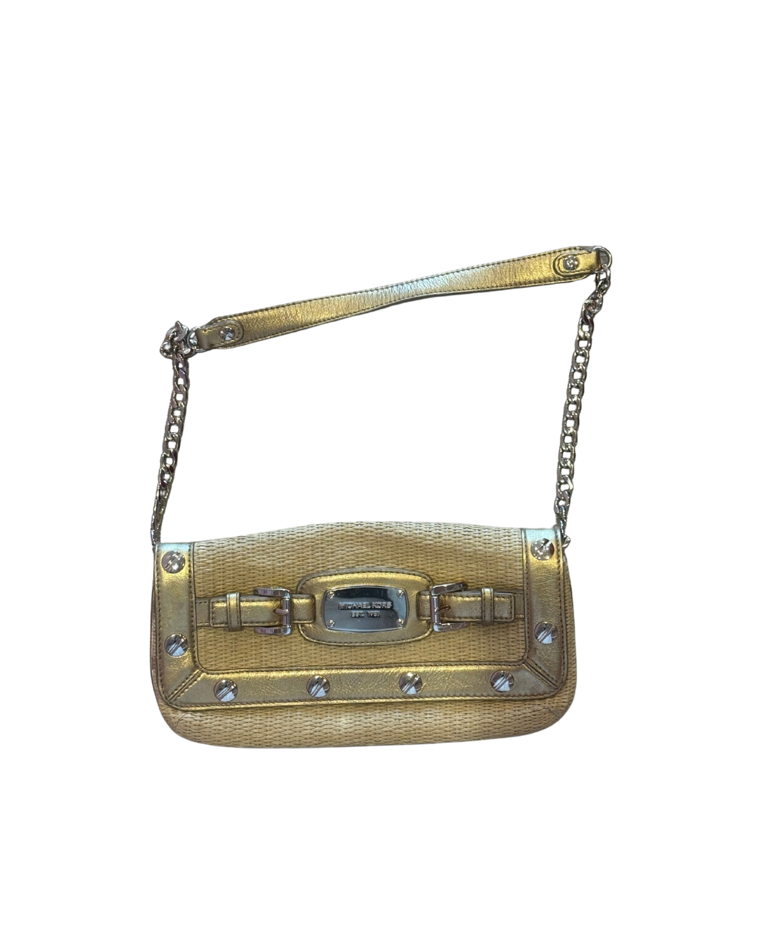 Vintage Michael Kors Y2K Wicker Shoulder Bag with Gold Hardware