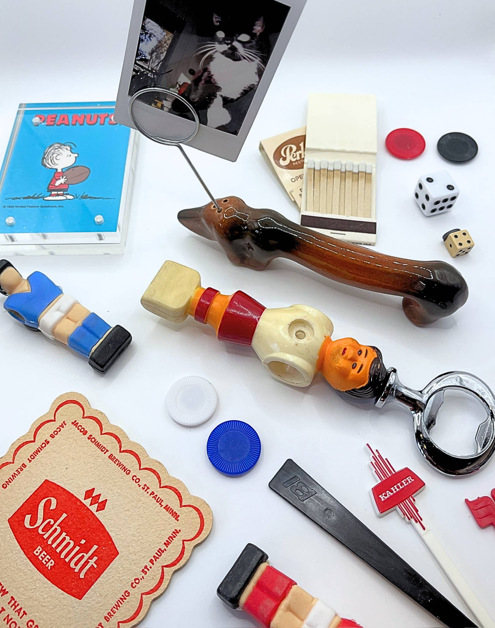 Mystery Vintage Salt + Pepper Shaker Photo Holder Clip