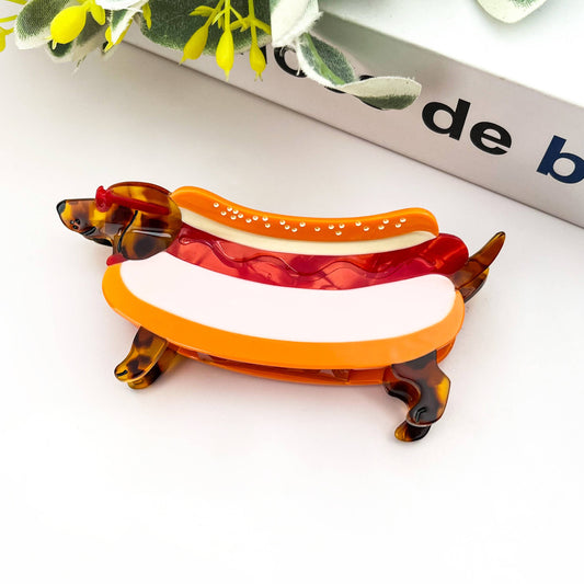Dachshund Hot Dog Hair Claw Clip