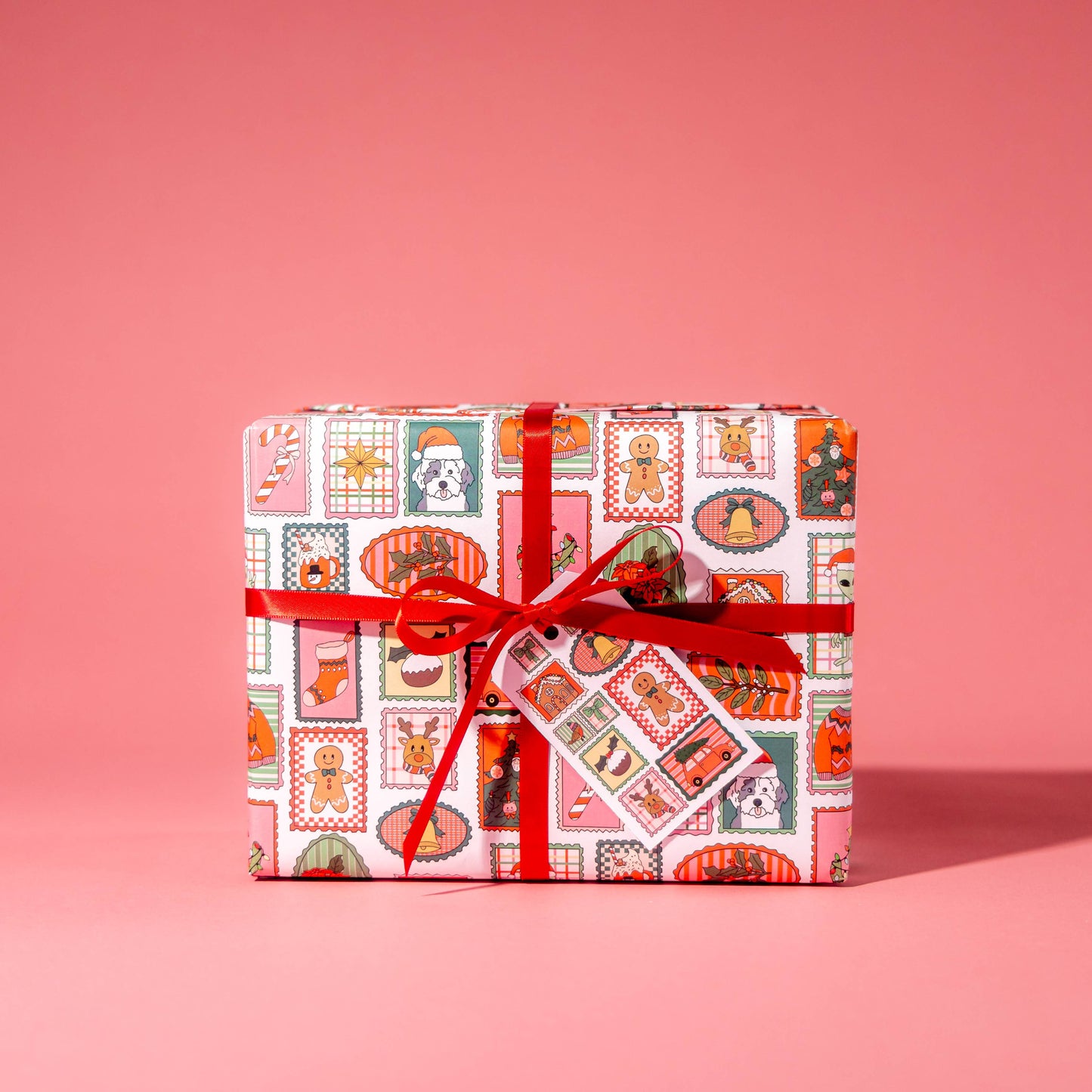 Holiday Stamp Print Gift Wrap Roll