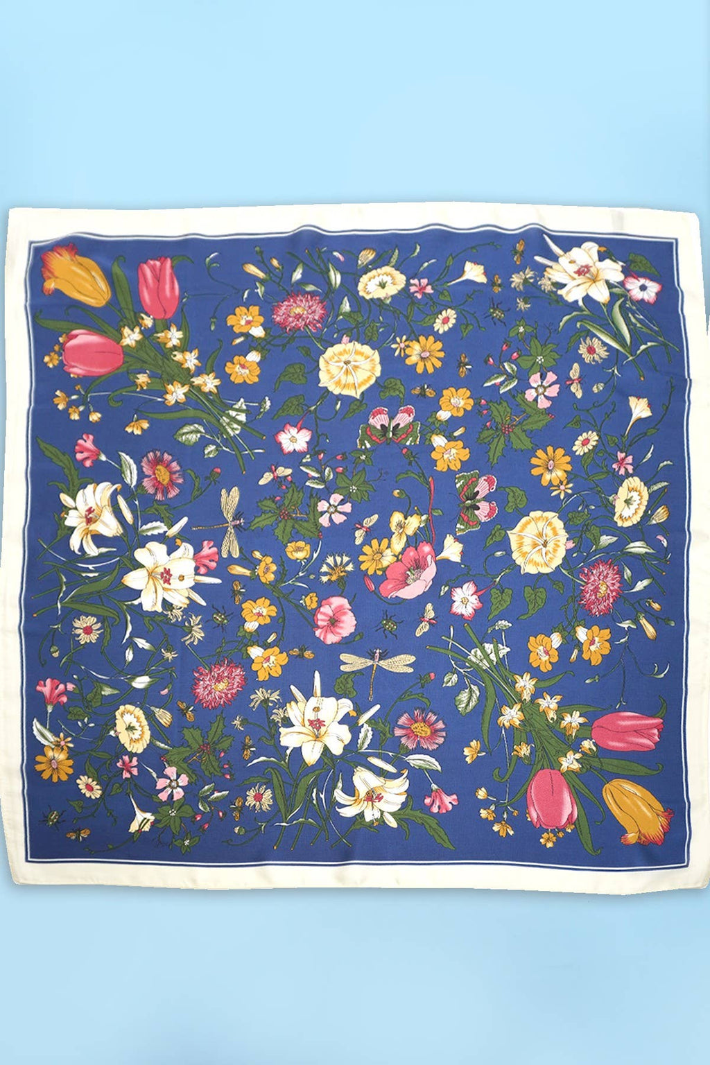 Navy Large Floral Print Scarf
