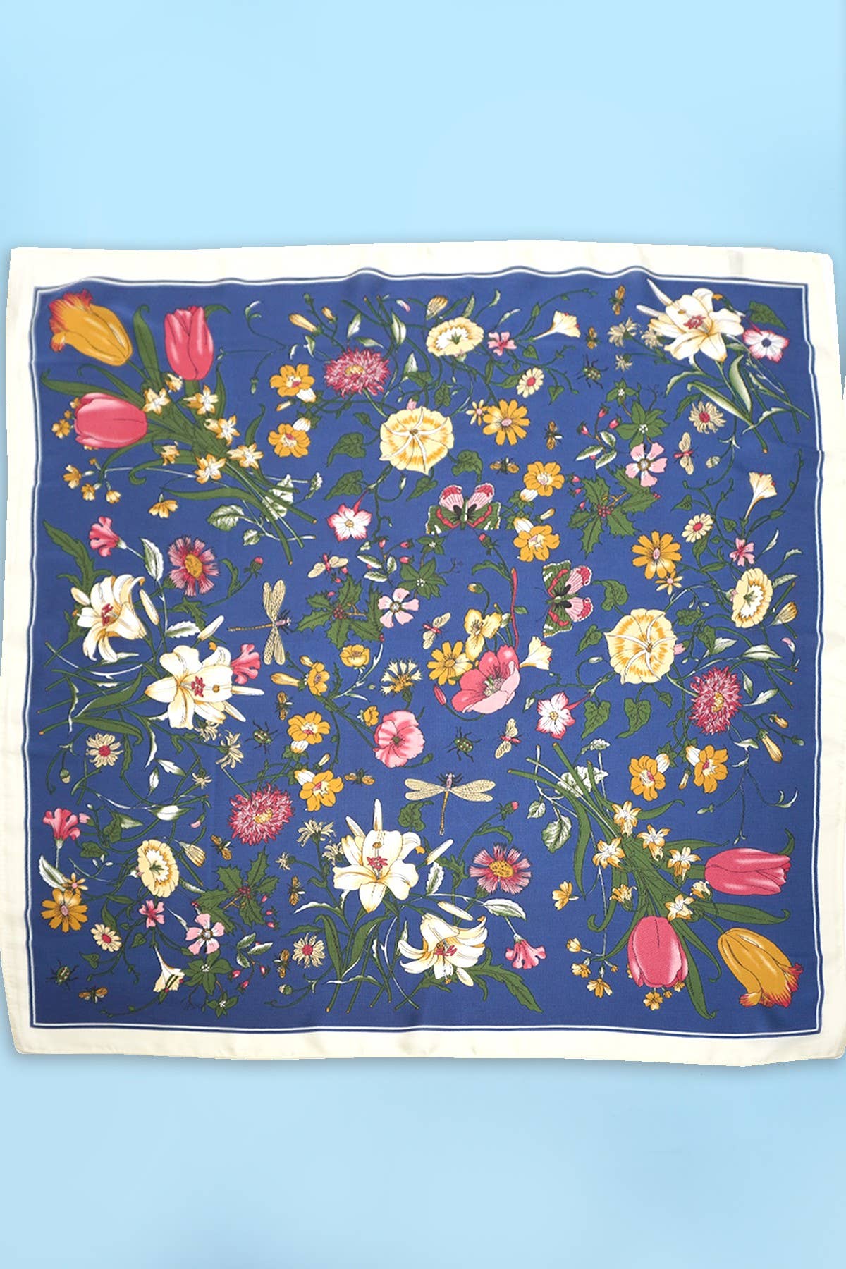 Navy Large Floral Print Scarf