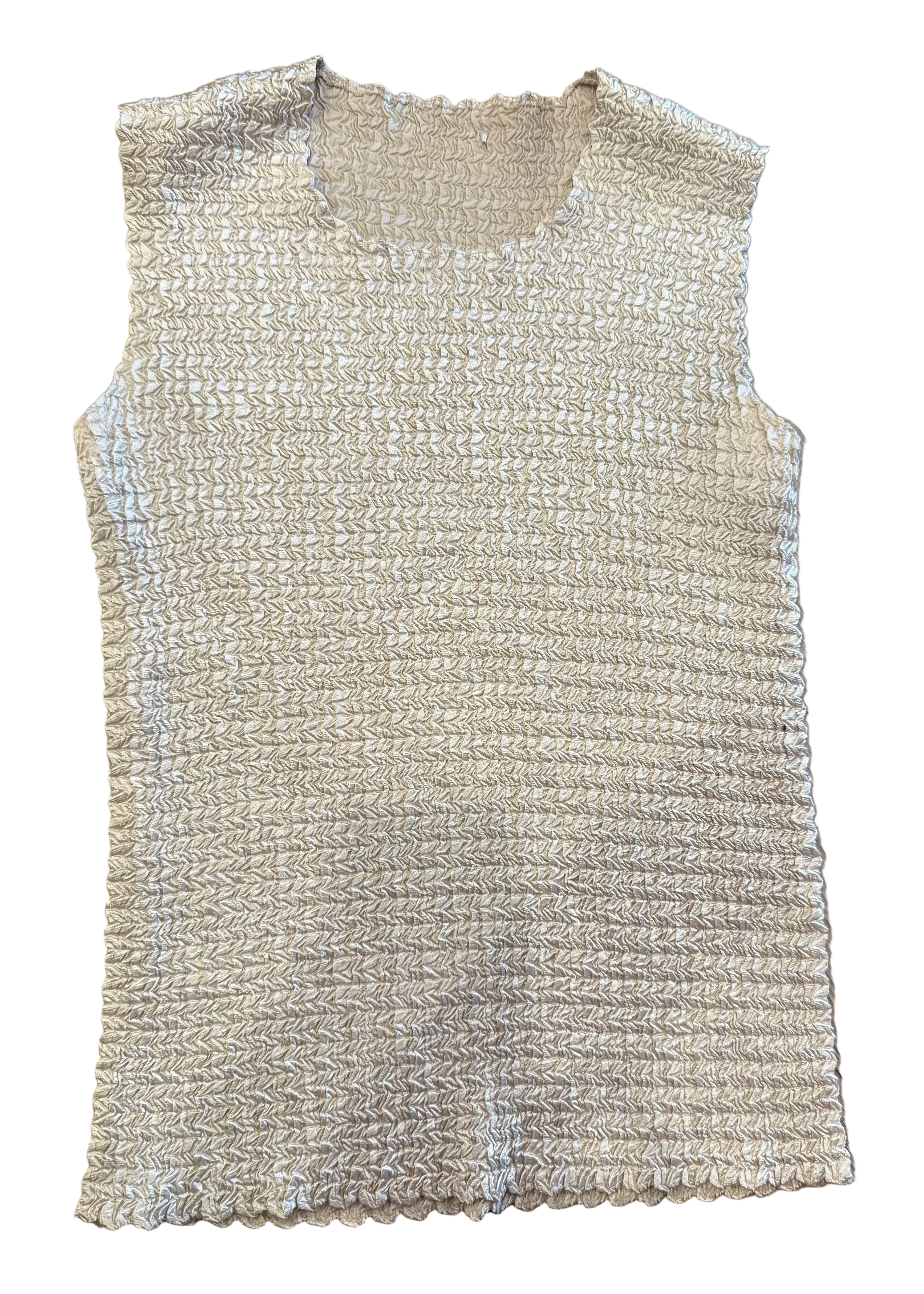 Metallic Beige Ruched Tank Top