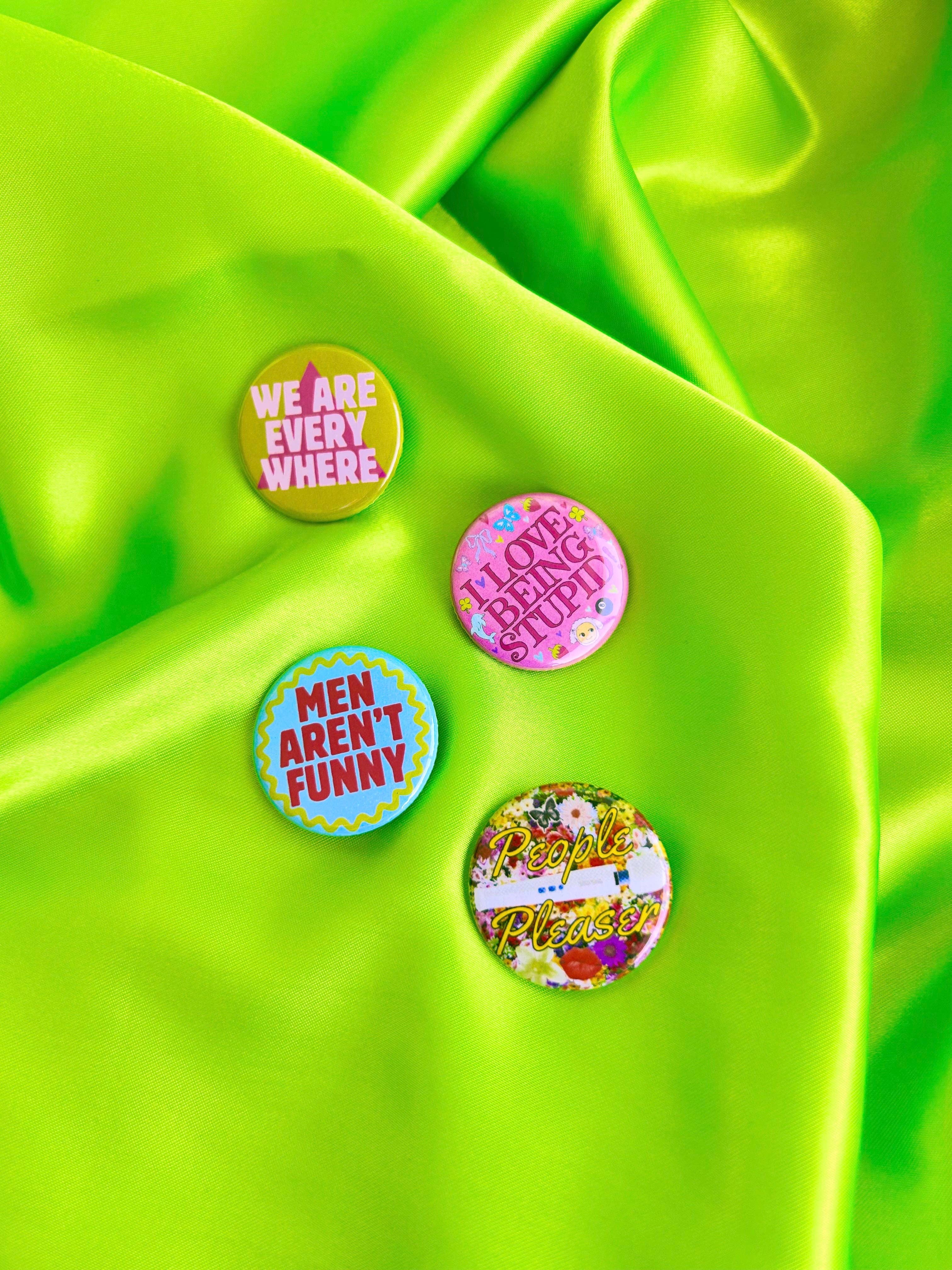 "Men Aren't Funny" Button