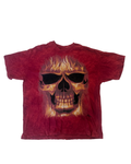 Vintage Red Tie-Dye Flaming Skull Graphic Tee