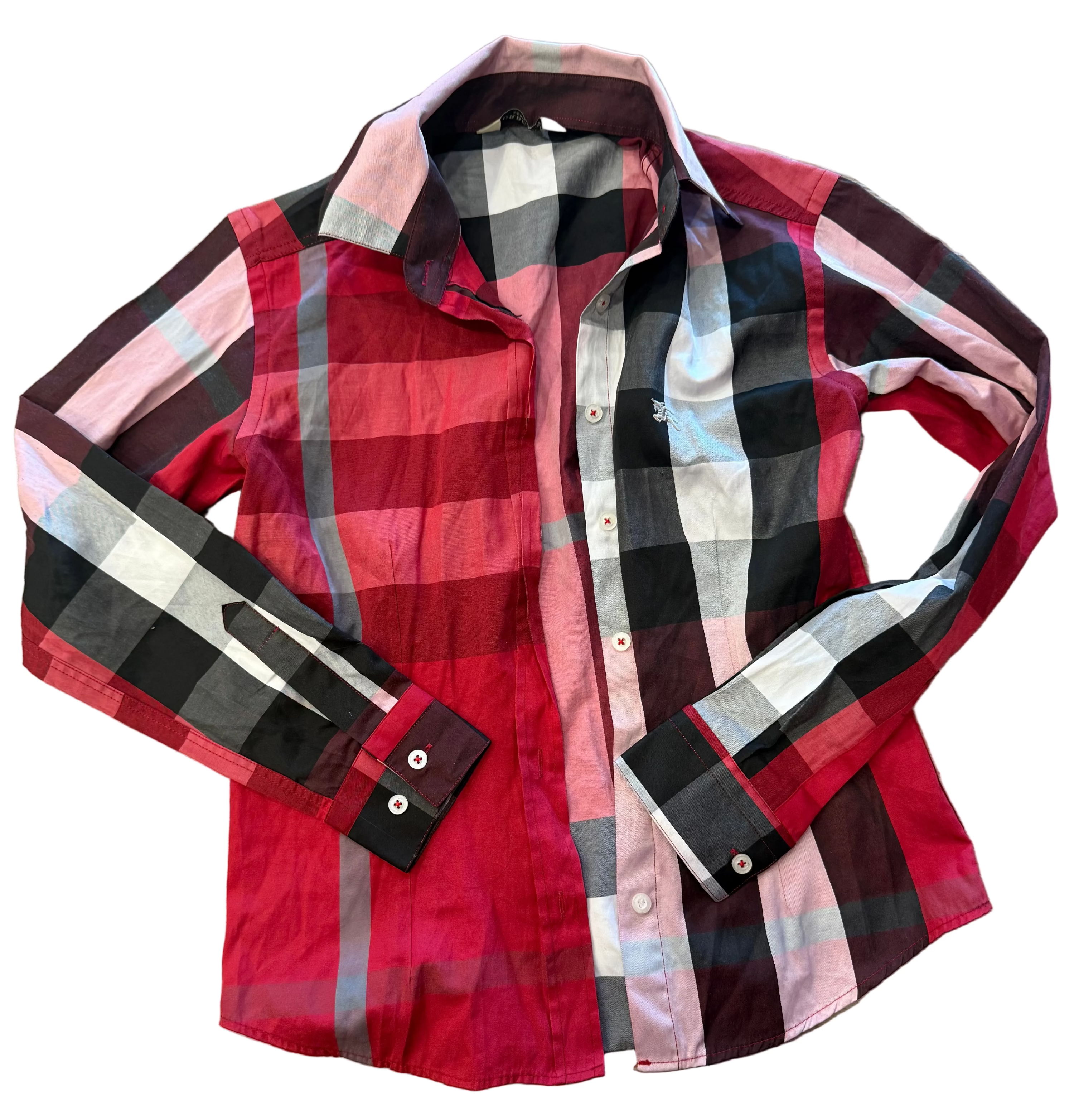 Y2K Burberry Plaid Button Up