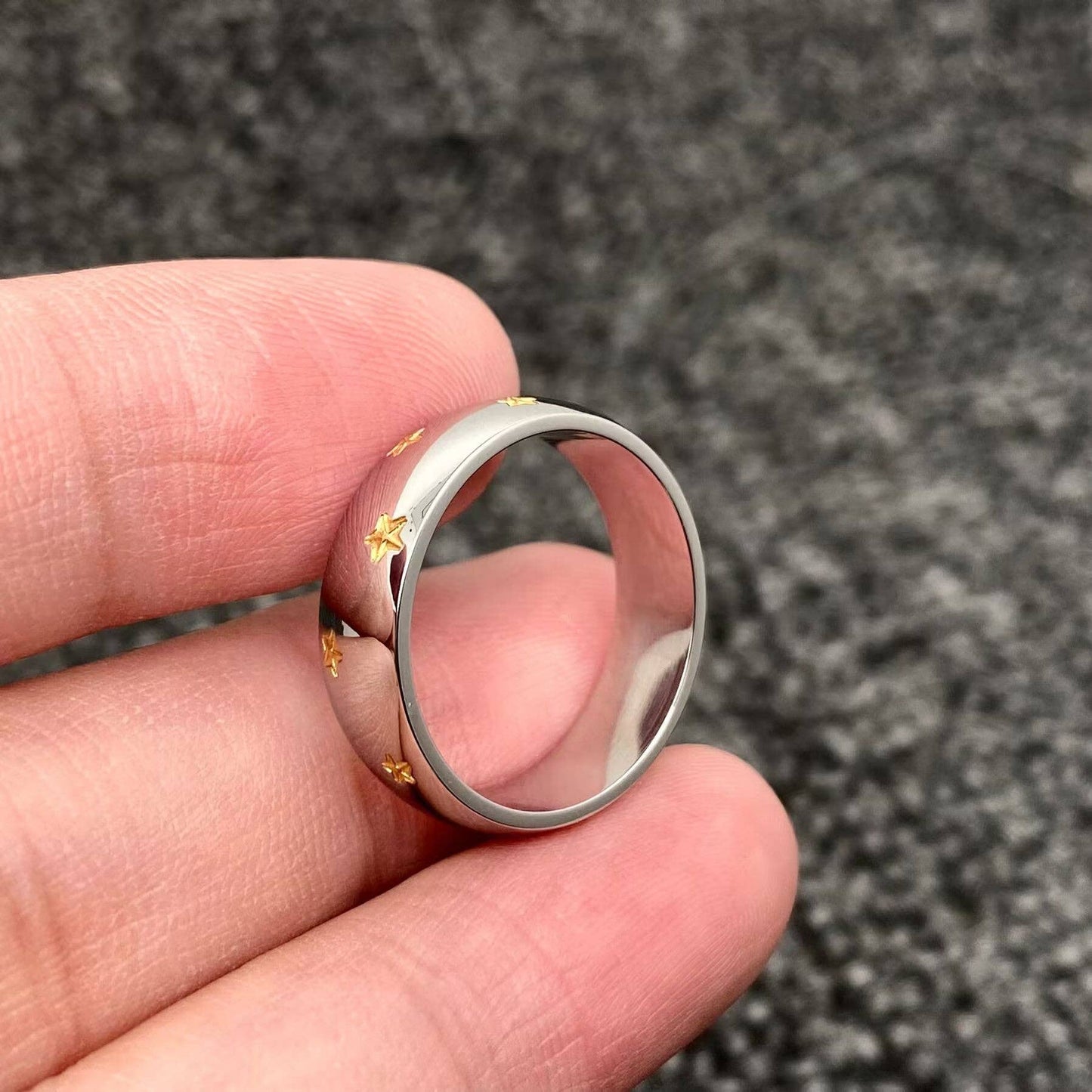 18K Gold-Plated Stainless Steel Two Tone Star Ring