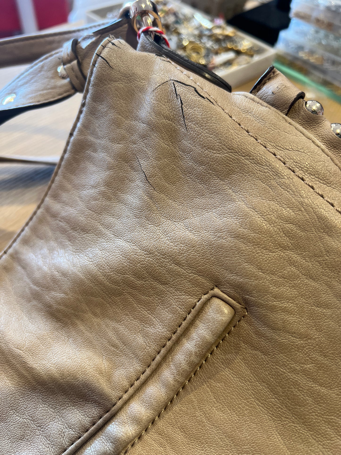 Y2K Jessica Simpson Grey Stud Large Hobo Tote Bag