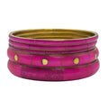Bold Pink Bone Brass Handcrafted Bangle Set