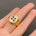 Button-Shape Two-Tone 18K Gold-Plated Ring