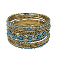 Neela Blue Seed Bead & Brass Bangle Set