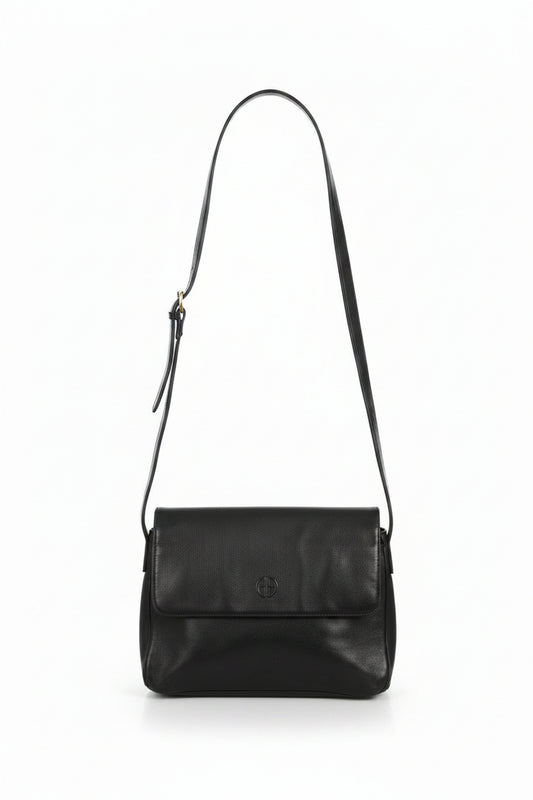 Gianni Bernini Black Leather Crossbody