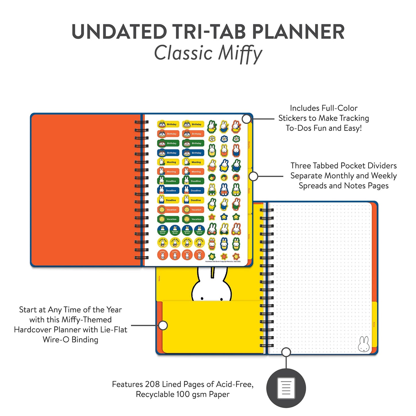 Classic Miffy Undated Tri-Tab Planner